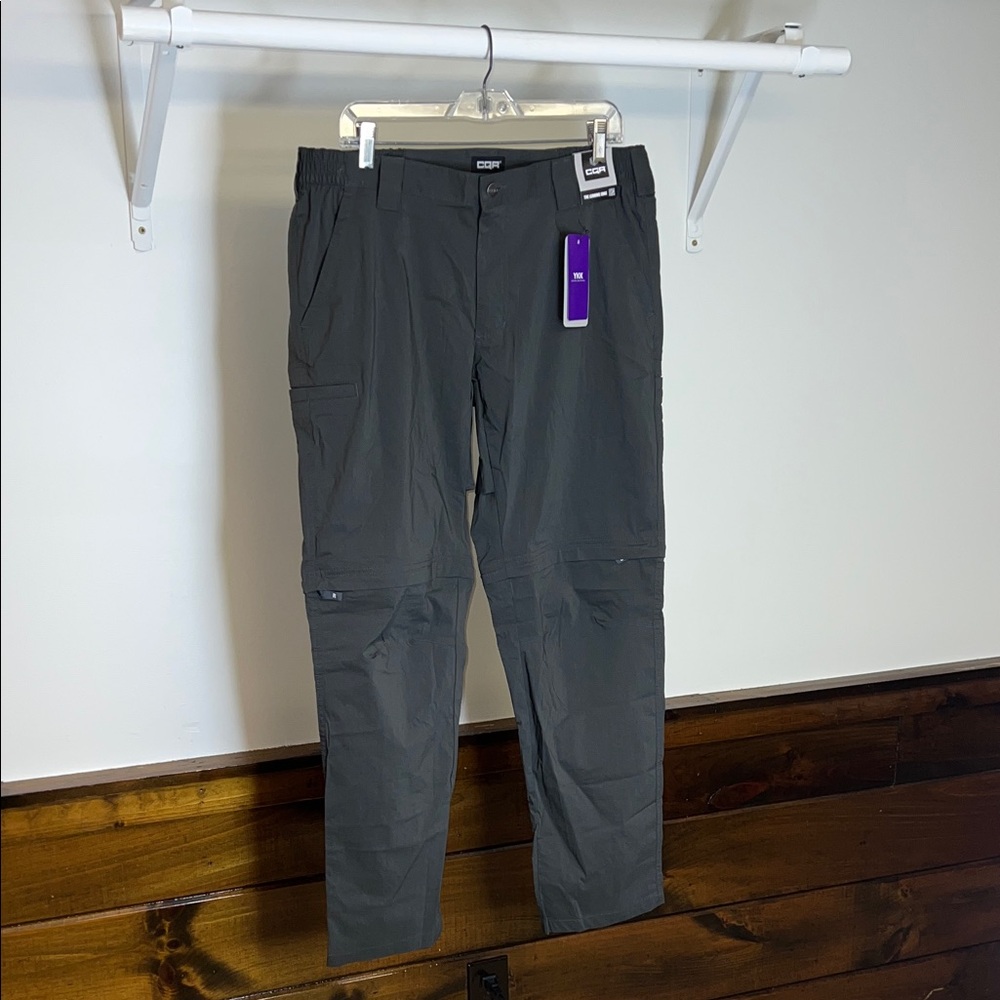 NWT Amazon CQR Charcoal Gray Men's Zip Off Hiking Outdoors Pants- 34x30